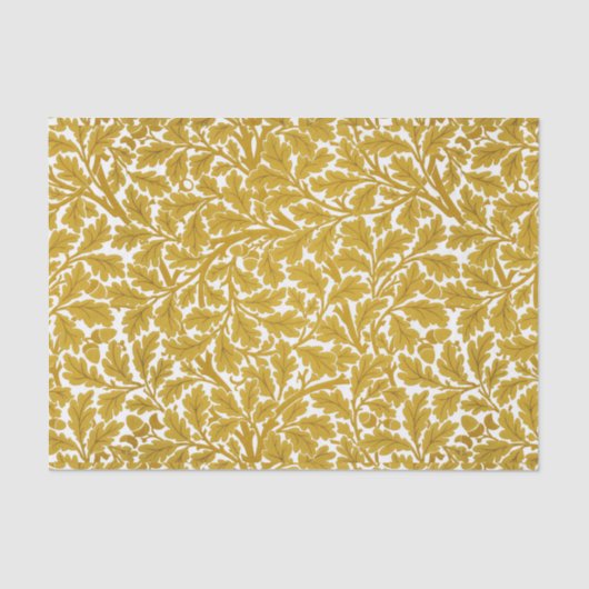 William Morris Oak Leaves, Mustard Yellow & White Tissuepapier (Voorkant)
