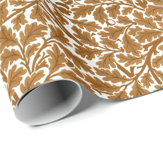 William Morris Oak Leaves, Rust Brown and White Cadeaupapier (Rol Hoek)