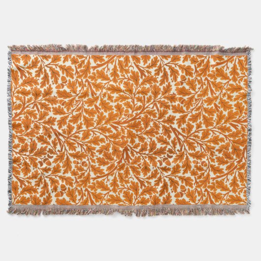 William Morris Oak Leaves, Rust Oranje & Cream Deken (Voorkant)