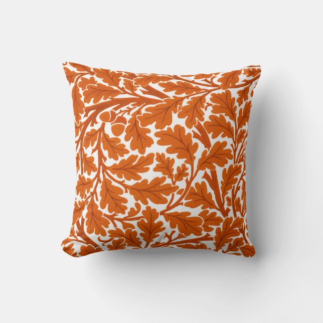 William Morris Oak Leaves, Rust Oranje & Cream Kussen (Voorkant)