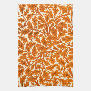 William Morris Oak Leaves, Rust Oranje & Cream Theedoek