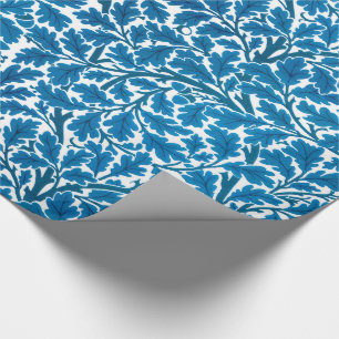 William Morris Oak Leaves, Sapphire Blue en White Cadeaupapier