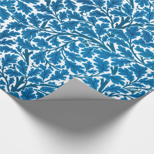 William Morris Oak Leaves, Sapphire Blue en White Cadeaupapier (Hoek)
