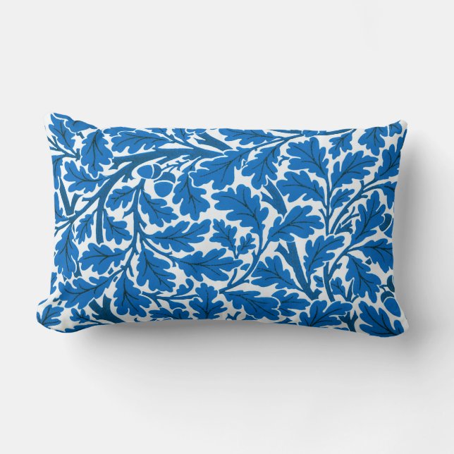 William Morris Oak Leaves, Sapphire Blue en White Kussen (Voorkant)