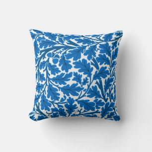 William Morris Oak Leaves, Sapphire Blue en White Kussen