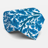 William Morris Oak Leaves, Sapphire Blue en White Stropdas (Opgerold)