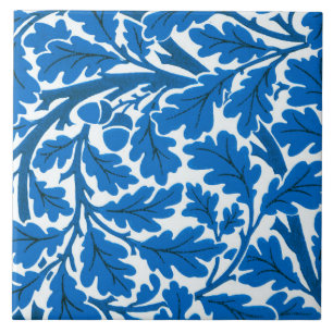 William Morris Oak Leaves, Sapphire Blue en White Tegeltje
