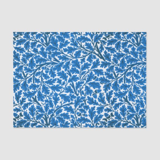 William Morris Oak Leaves, Sapphire Blue en White Tissuepapier (Voorkant)