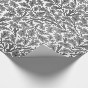 William Morris Oak Leaves, Silver Grey en White Cadeaupapier
