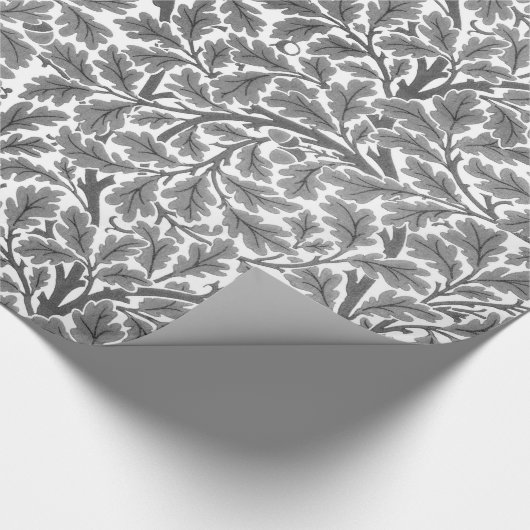 William Morris Oak Leaves, Silver Grey en White Cadeaupapier (Hoek)