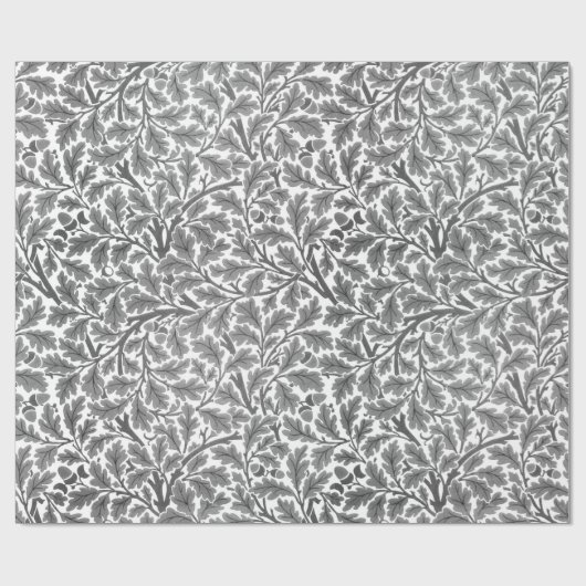 William Morris Oak Leaves, Silver Grey en White Cadeaupapier (Vlak)
