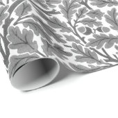 William Morris Oak Leaves, Silver Grey en White Cadeaupapier (Rol Hoek)