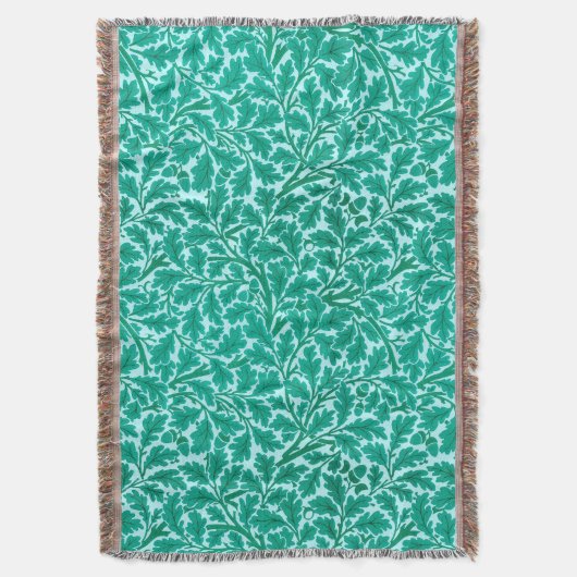 William Morris Oak Leaves, Turquoise & Aqua Throw Deken (Voorkant Verticaal)