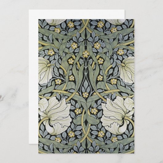 William Morris - Ontwerp van het Pimpernel Pattern Bedankkaart (Voorkant / Achterkant)