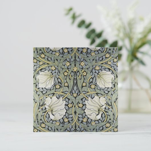 William Morris - Ontwerp van het Pimpernel Pattern Feestdagenkaart (Staand voorkant)
