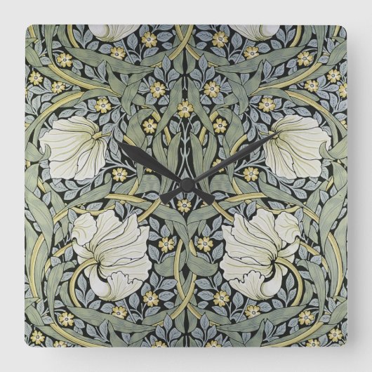 William Morris - Ontwerp van het Pimpernel Pattern Vierkante Klok (Voorkant)