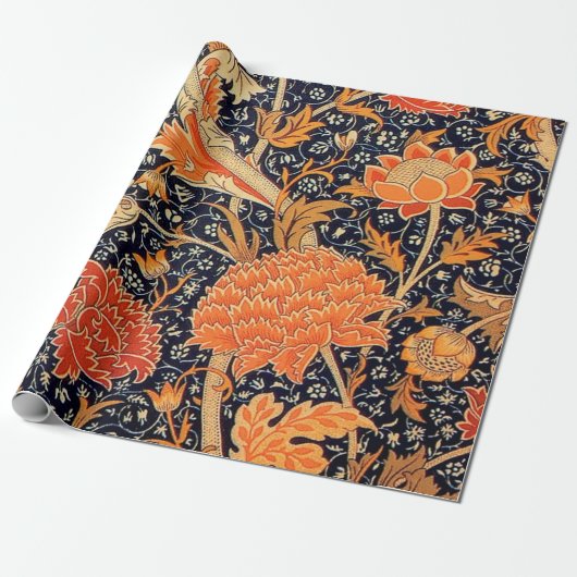 William Morris Oranje Cray Cadeaupapier (Uitgerold)