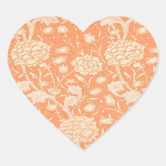William Morris Oranje Floral Heart Sticker