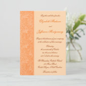 William Morris Oranje Floral Wedding Invitation Kaart (Staand voorkant)