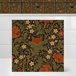 William Morris Oranje Kat Acanthus Blad Tapijt Tegeltje