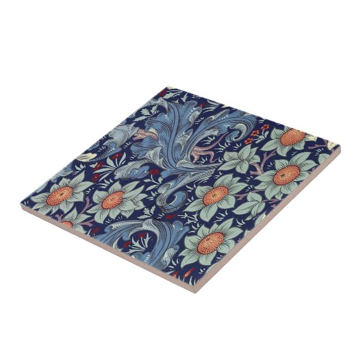  William Morris Orchard Fruit Patterned Tegeltje (Zijkant)