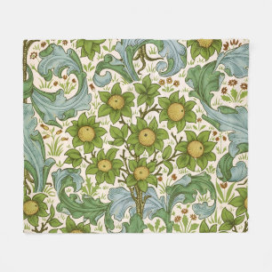 William Morris Orchard Groene Bloemrijke Kunst Fleece Deken
