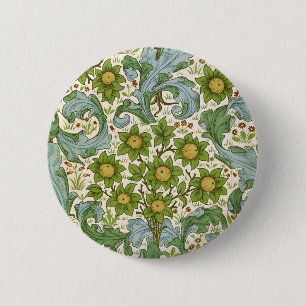 William Morris Orchard Groene Bloemrijke Kunst Ronde Button 5,7 Cm