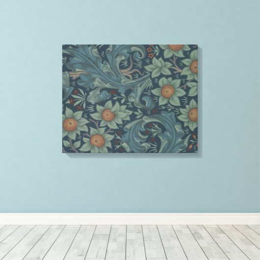 William Morris Orchard Pattern Art Canvas Afdruk (Insitu (Houten vloer))