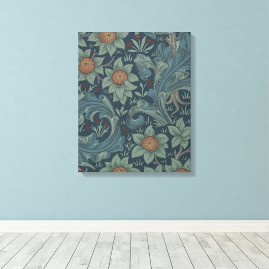 William Morris Orchard Pattern Art Canvas Afdruk (Insitu (Houten vloer))