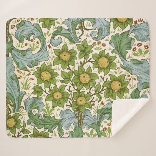 William Morris' Orchard Pattern Art Nouveau Sherpa Deken (Voorkant (horizontaal))