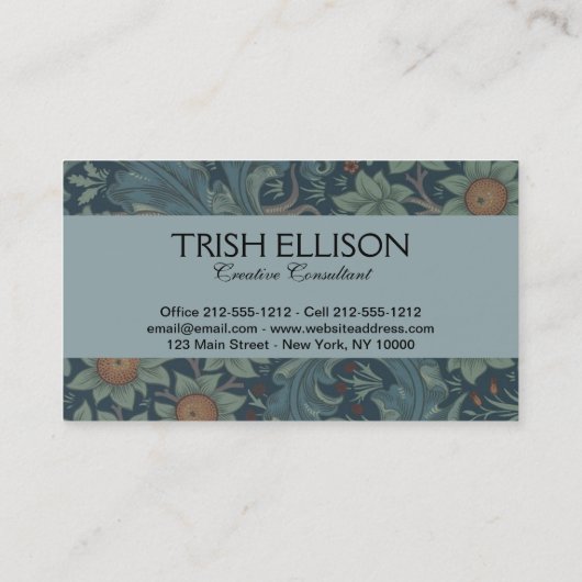 William Morris Orchard Pattern Art Visitekaartje (Achterkant)