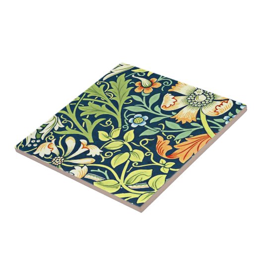 William Morris over Compton Floral Pattern Tegeltje (Zijkant)