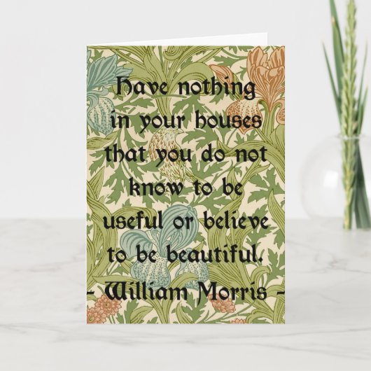 William Morris over schoonheid en functie Kaart (Voorkant)