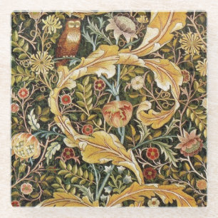 William Morris Owl an Acanthus Glazen Onderzetter