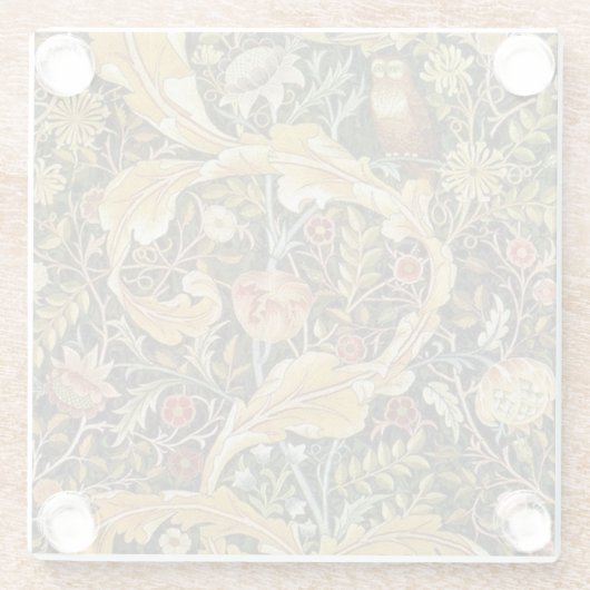 William Morris Owl an Acanthus Glazen Onderzetter (Achterkant)