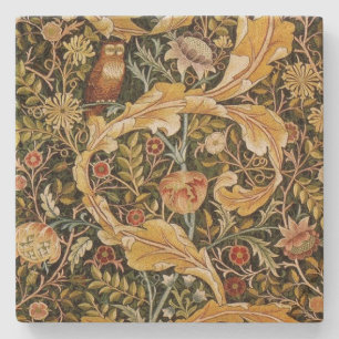 William Morris Owl an Acanthus Stenen Onderzetter