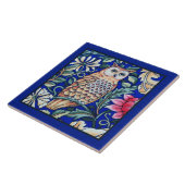 William Morris Owl Beige en Cobalt Blue Borderand Tegeltje (Zijkant)