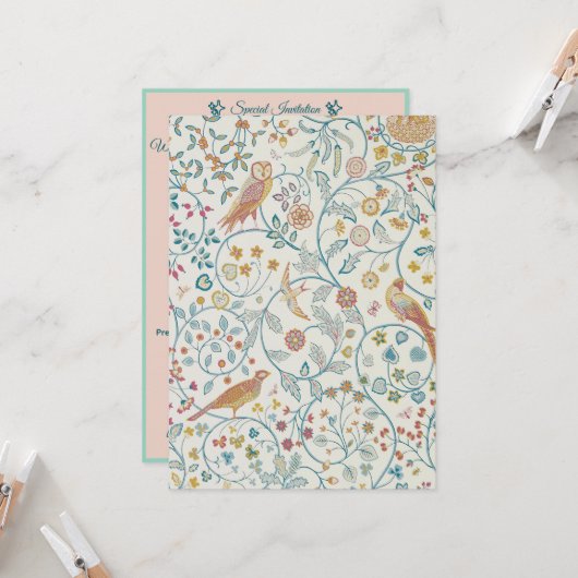 William Morris - Owl en Berries Wallpaper Kaart (Voorkant / Achterkant in situ)