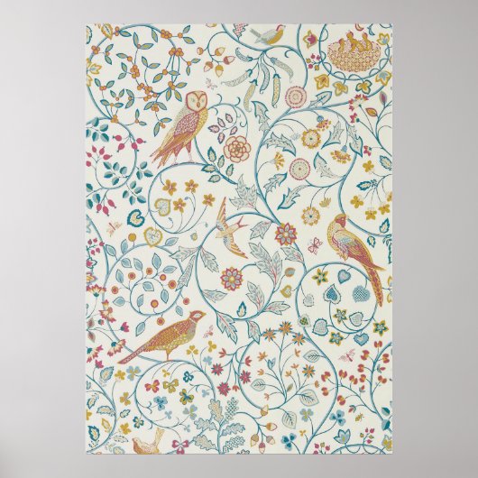 William Morris - Owl en Berries Wallpaper Poster (Voorkant)