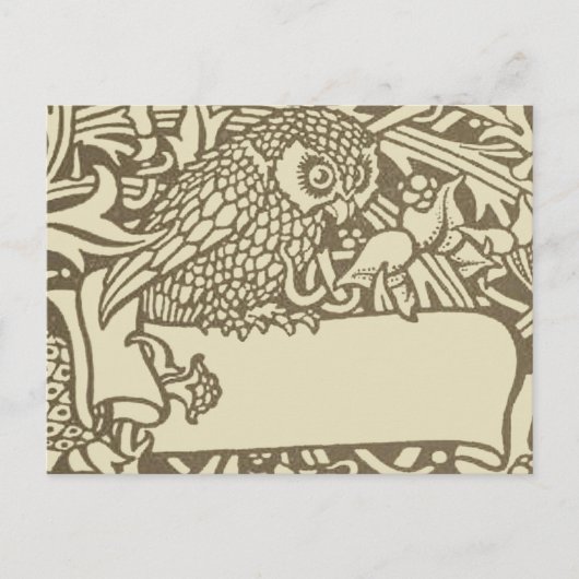 William Morris Owl Floral  Design Briefkaart (Voorkant)