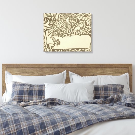 William Morris Owl Floral  Design Canvas Afdruk (Insitu (Slaapkamer))