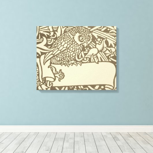 William Morris Owl Floral  Design Canvas Afdruk (Insitu (Houten vloer))