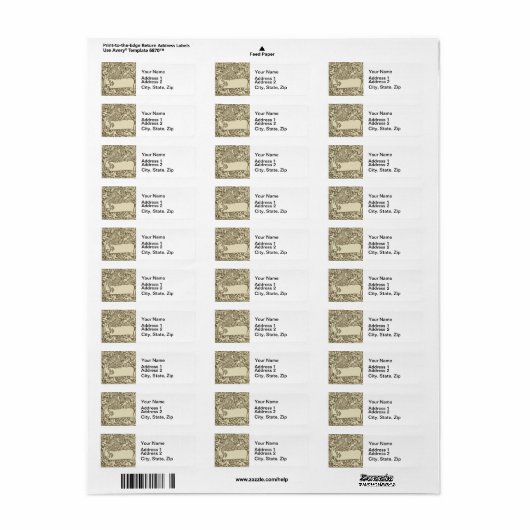 William Morris Owl Floral  Design Etiket (Full Sheet)