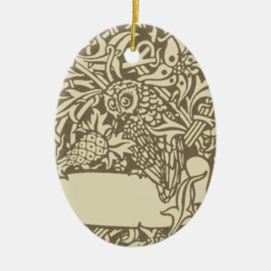 William Morris Owl Floral Design Keramisch Ornament