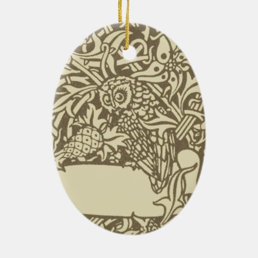 William Morris Owl Floral  Design Keramisch Ornament (Achterkant)