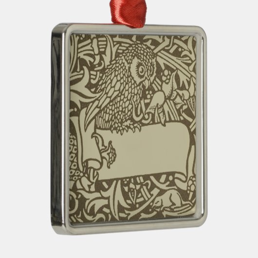 William Morris Owl Floral Design Metalen Ornament (Rechts)