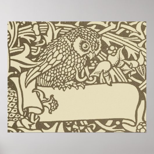 William Morris Owl Floral  Design Poster (Voorkant)