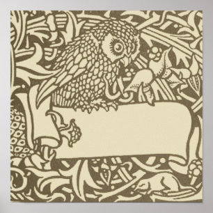 William Morris Owl Floral  Design Poster