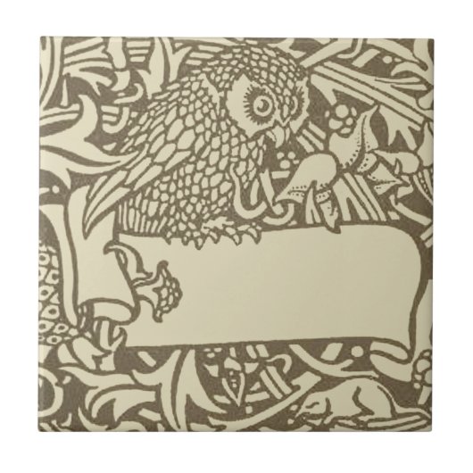 William Morris Owl Floral  Design Tegeltje (Voorkant)