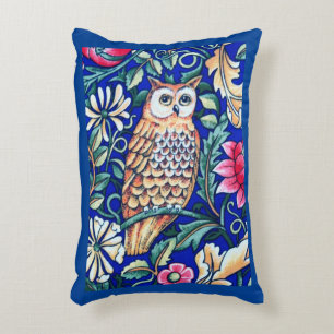 William Morris Owl Tapestry, Beige and Cobalt Blue Accent Kussen